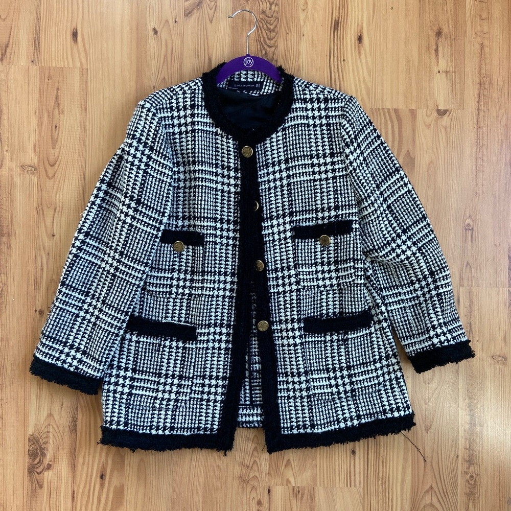 Zara Tweed Houndstooth Jacket